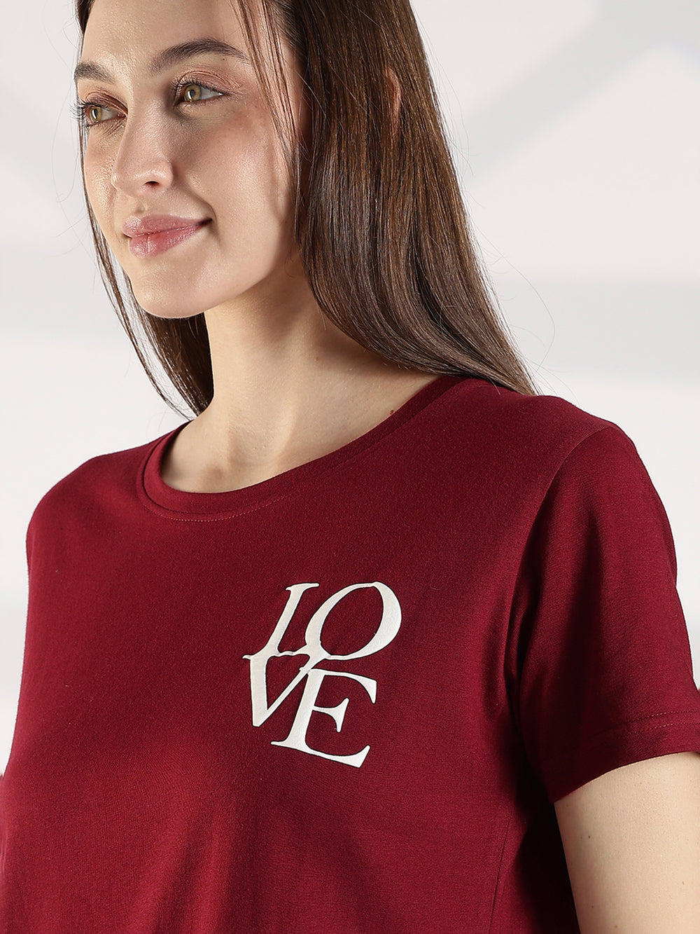 Maroon premium cotton long t shirt for women