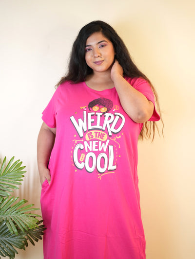 Hosiery Cotton Short Nighty Plus Size Hot Pink