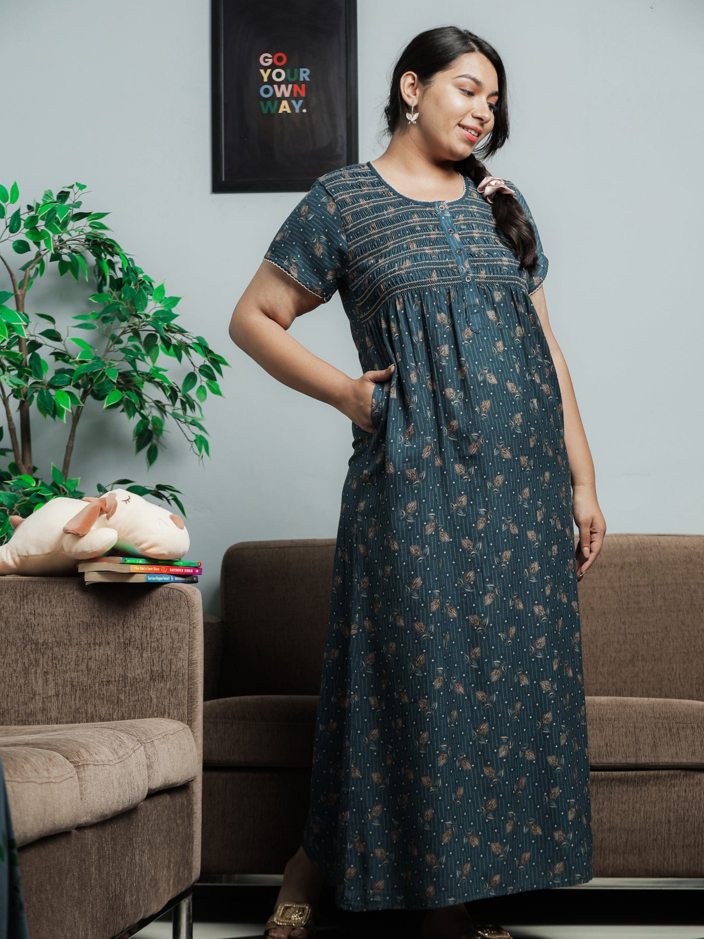 Alpine Designer Maxi Rama Blue Nighty