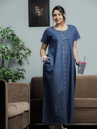Denim Designer Nighty Spiral Puff Dark Blue