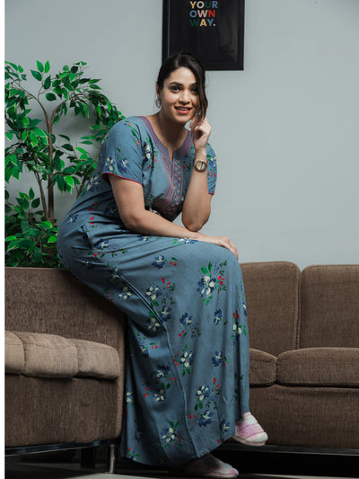 Viscose Designer Nighty Pearl Blue