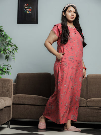 Viscose Designer Nighty Peach