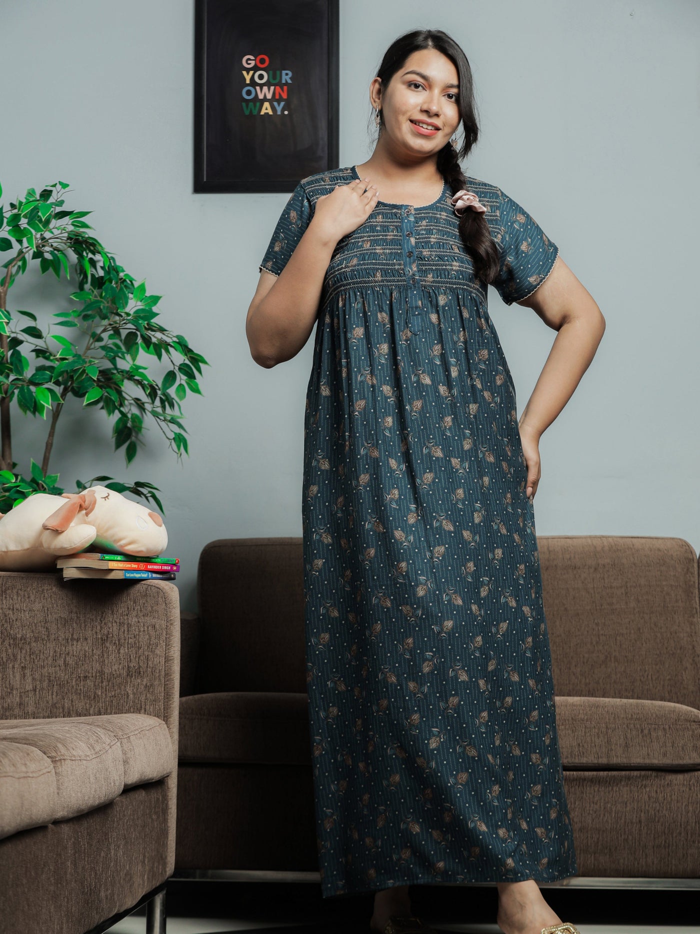 Alpine Designer Maxi Rama Blue Nighty