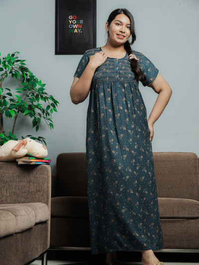 Alpine Designer Maxi Rama Blue Nighty