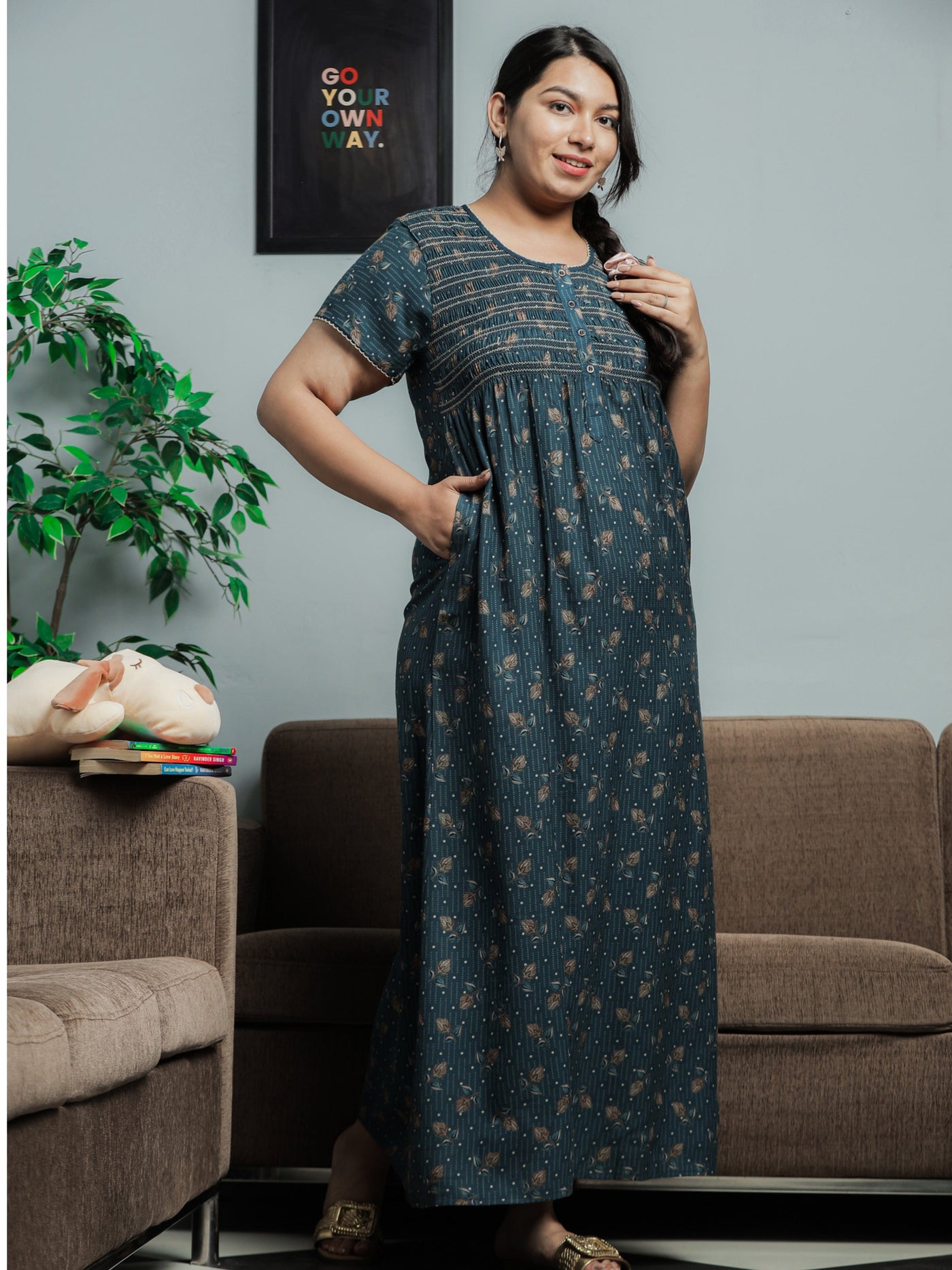 Alpine Designer Maxi Rama Blue Nighty