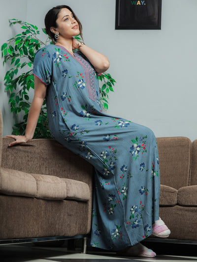 Viscose Designer Nighty Pearl Blue