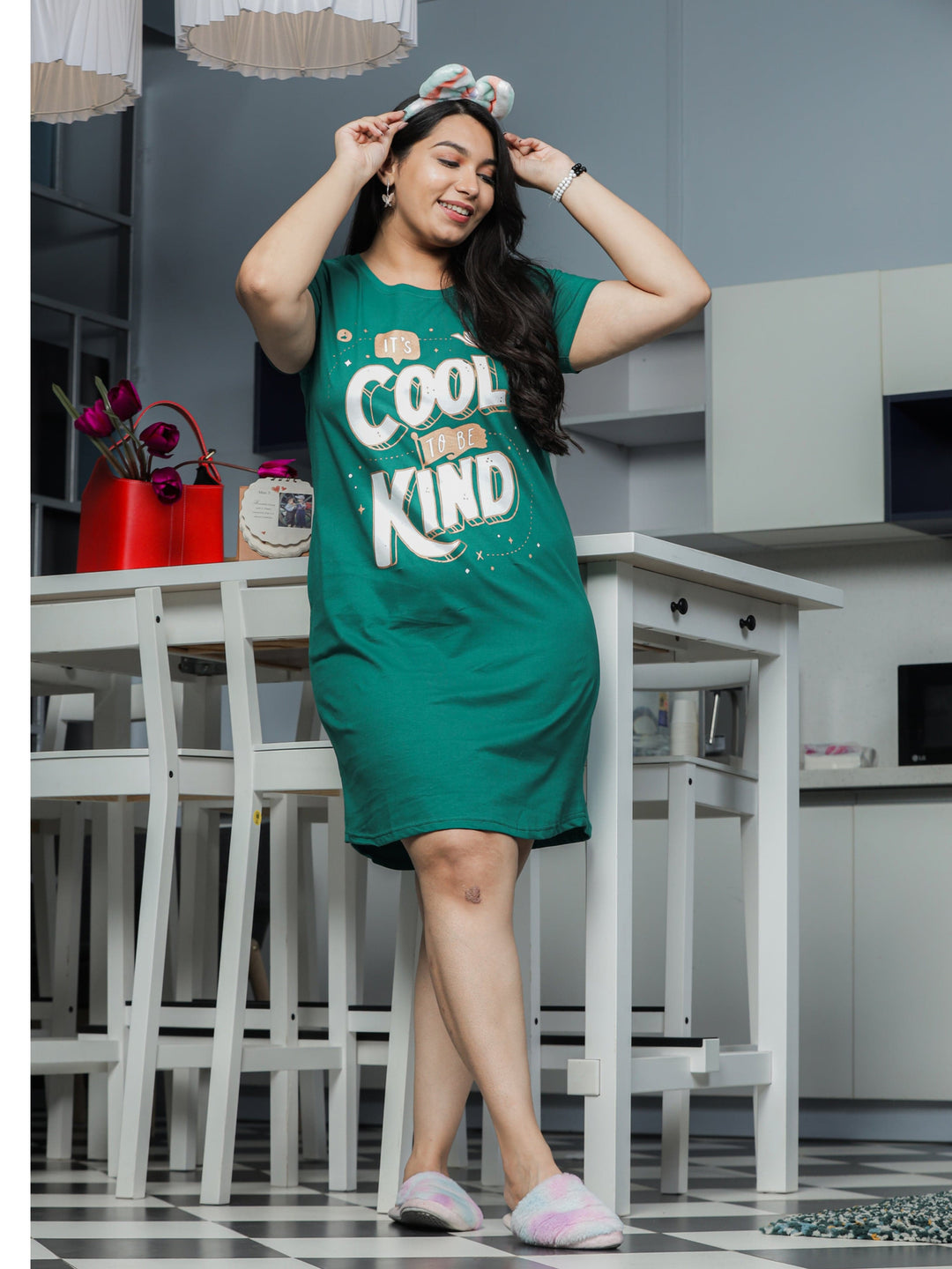  Plus Size Short Nighty  Green Nighty - Shop Stylish 5xl Nighty Online at 9shineslabel- 9shines label 