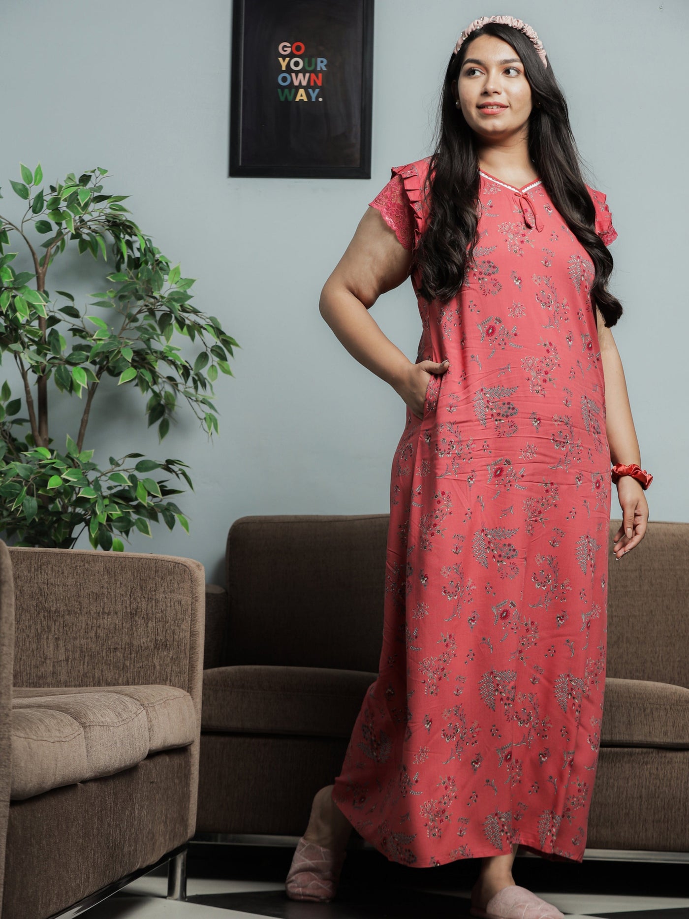 Viscose Designer Nighty Peach