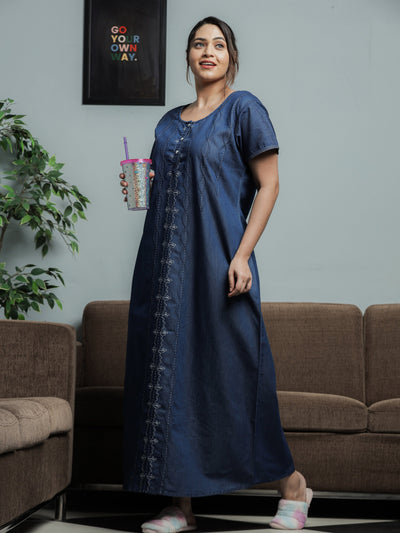 Denim Designer Nighty Spiral Puff Dark Blue
