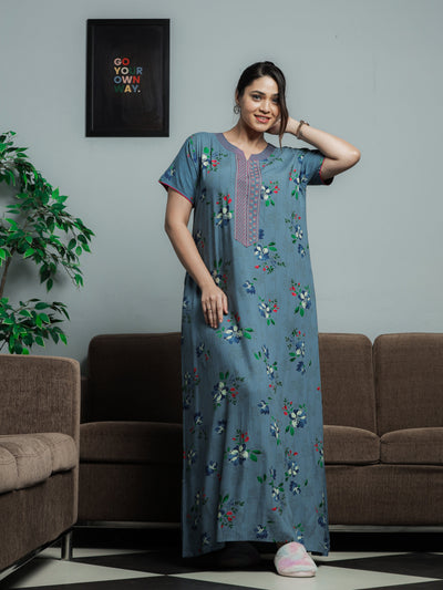 Viscose Designer Nighty Pearl Blue