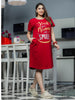 Soft Cotton Ruby Red Printed Short Nightdress for Women