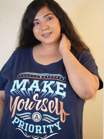 Hosiery Cotton Short Nighty Plus Size Admiral Blue