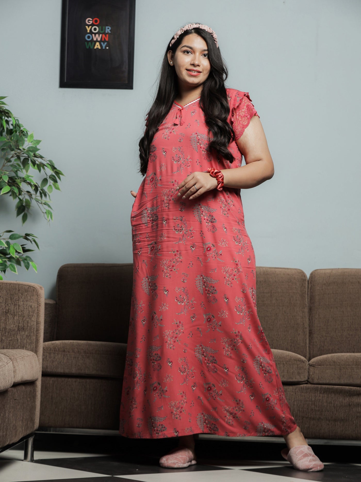 Viscose Designer Nighty Peach
