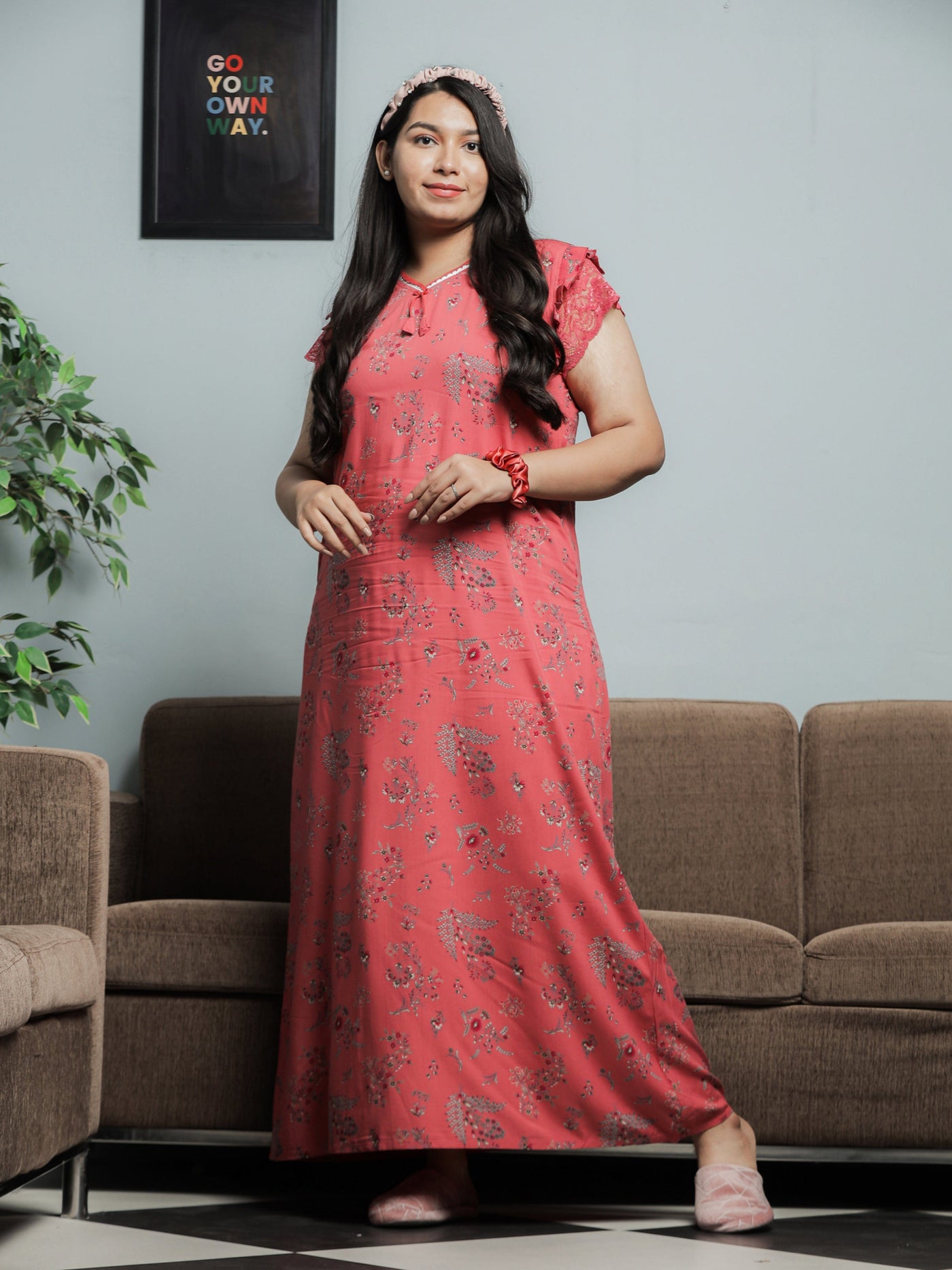 Viscose Designer Nighty Peach
