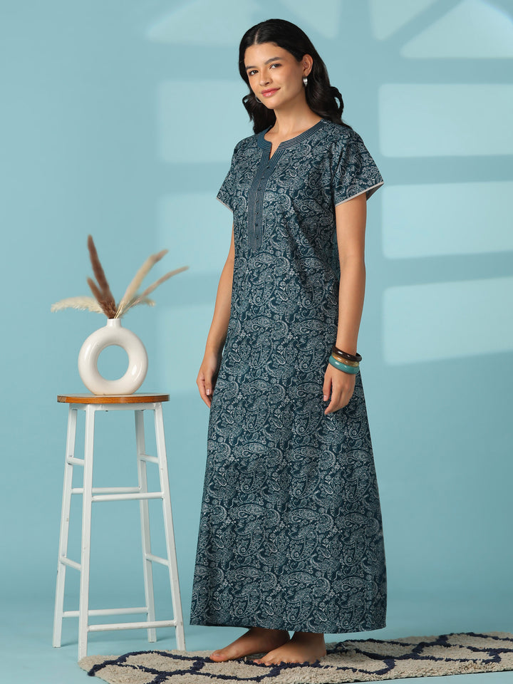 Pure cotton paisley designer nighty for women online