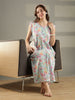 Saheli Sleeveless Bamboo Crush Cotton Floral Nighty for Women Florina Green