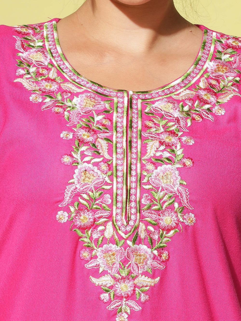 Pink alpine designer nighty for women with pocket