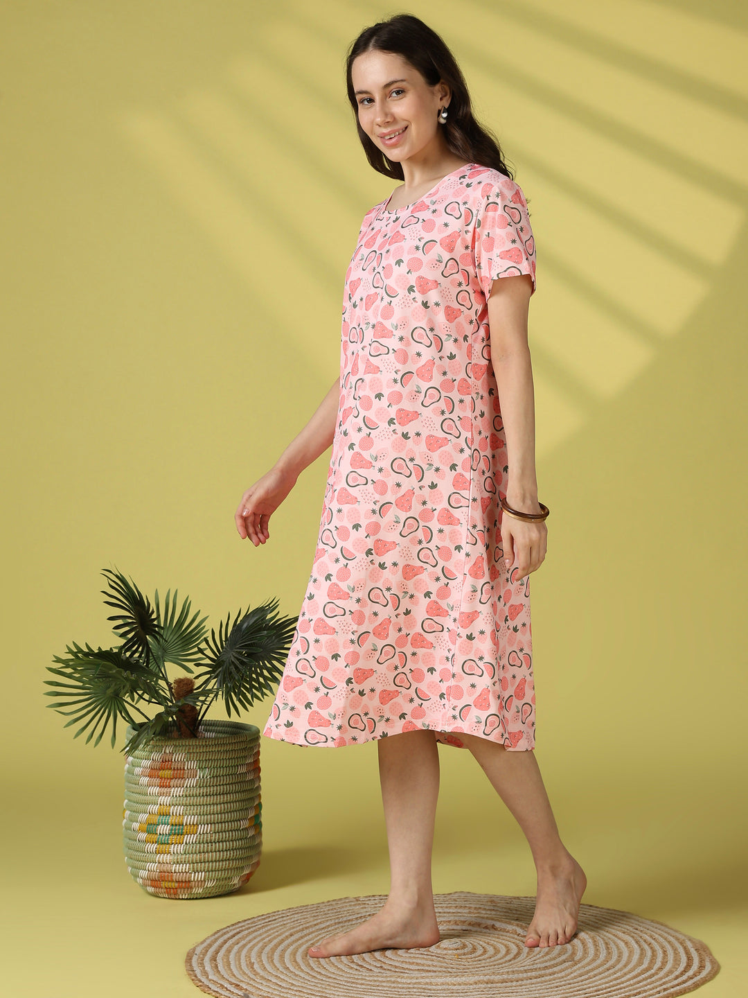 Gloss malai fruit print short night dress for women