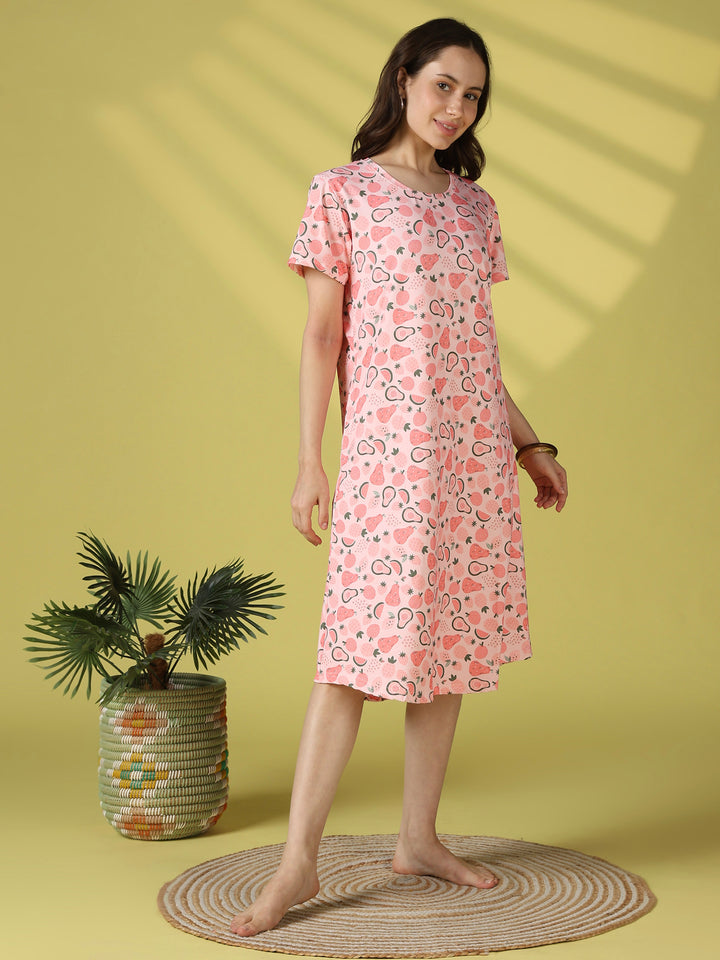 Gloss malai fruit print short night dress for women