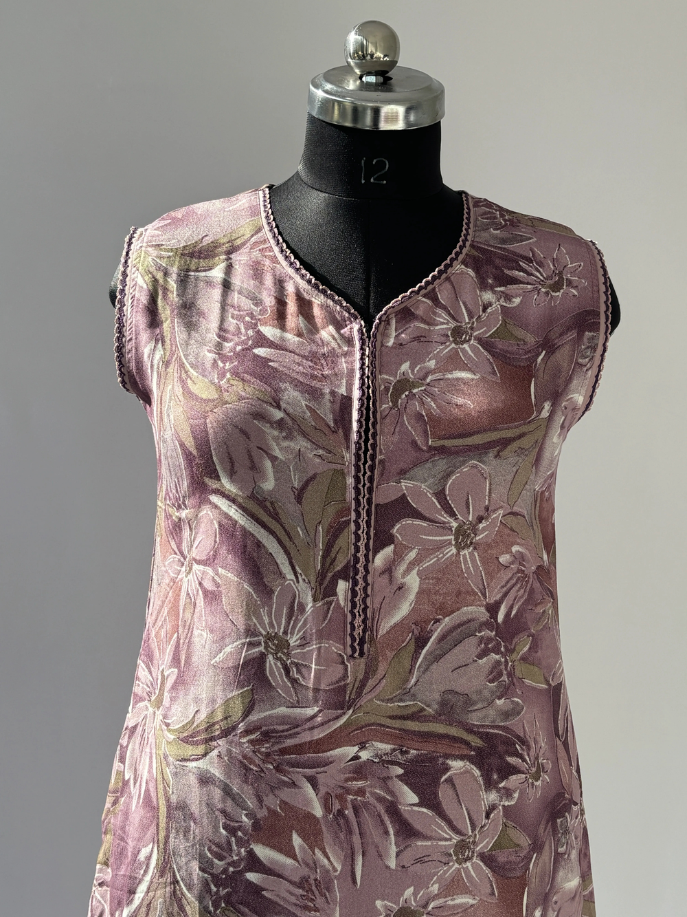 Mauve floral alpine designer nighty for women featuring a premium botanical print.
