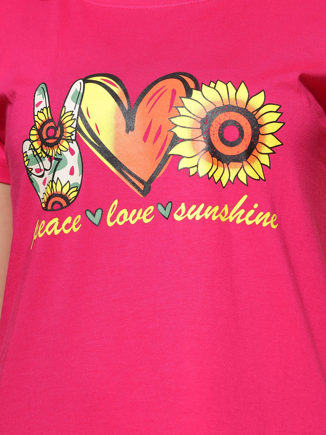 Printed Rani Pink Short Nighty for Women