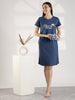 Denim Blue Cotton Short Nightdress for Women In Plus Sizes
