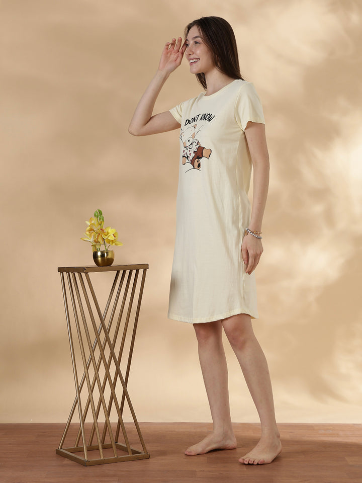 Premium knee length short nighty for women in plus sizes