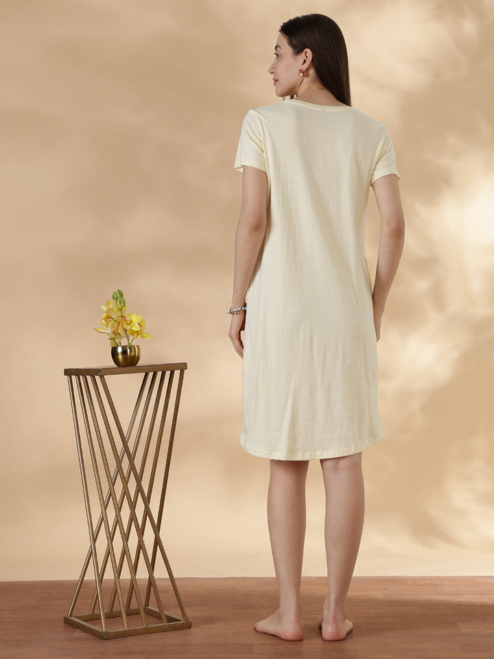 Premium knee length short nighty for women in plus sizes