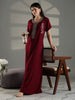 Stylish Cotton Blend Ruby Red Embroidered Nighty for Women