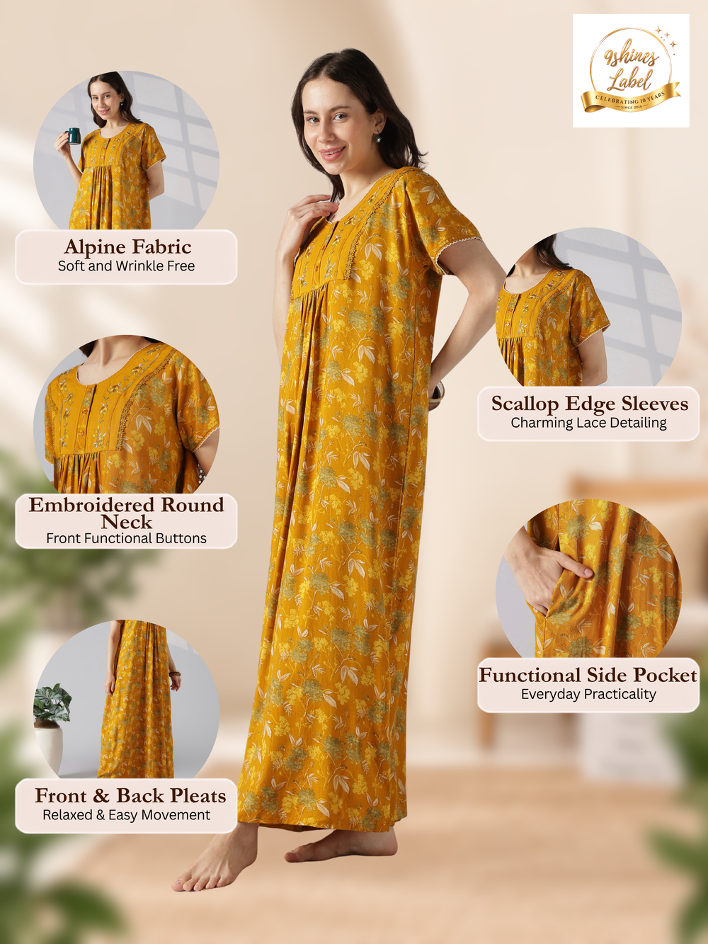 Botanical print alpine nighty for women online