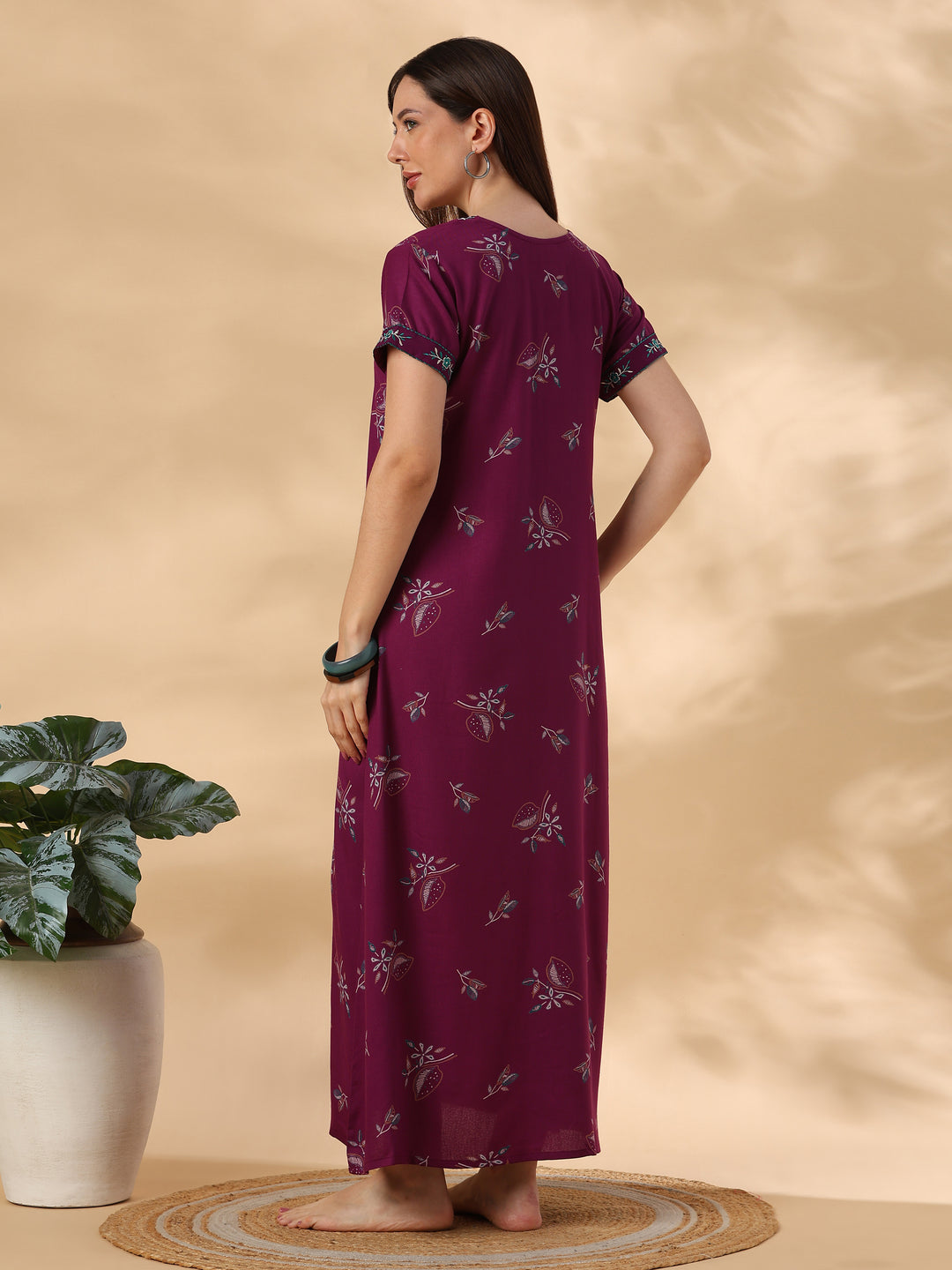 Wine printed designer alpine nighty for women online