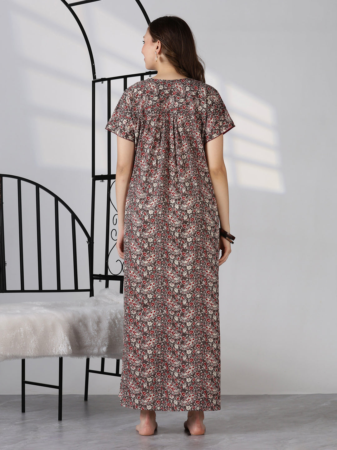 Paisley mink printed soft cotton nightwear for women