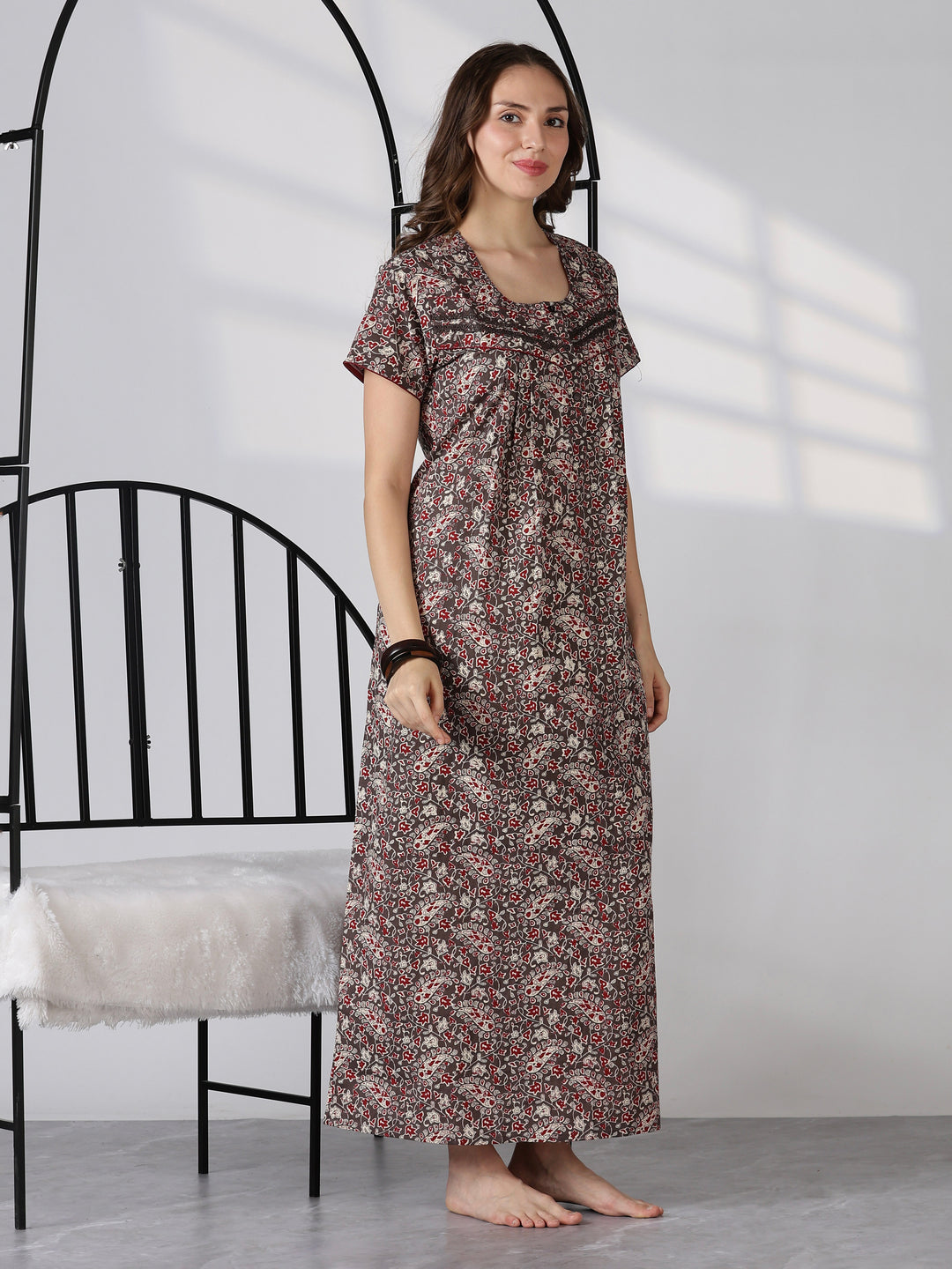 Paisley mink printed soft cotton nightwear for women