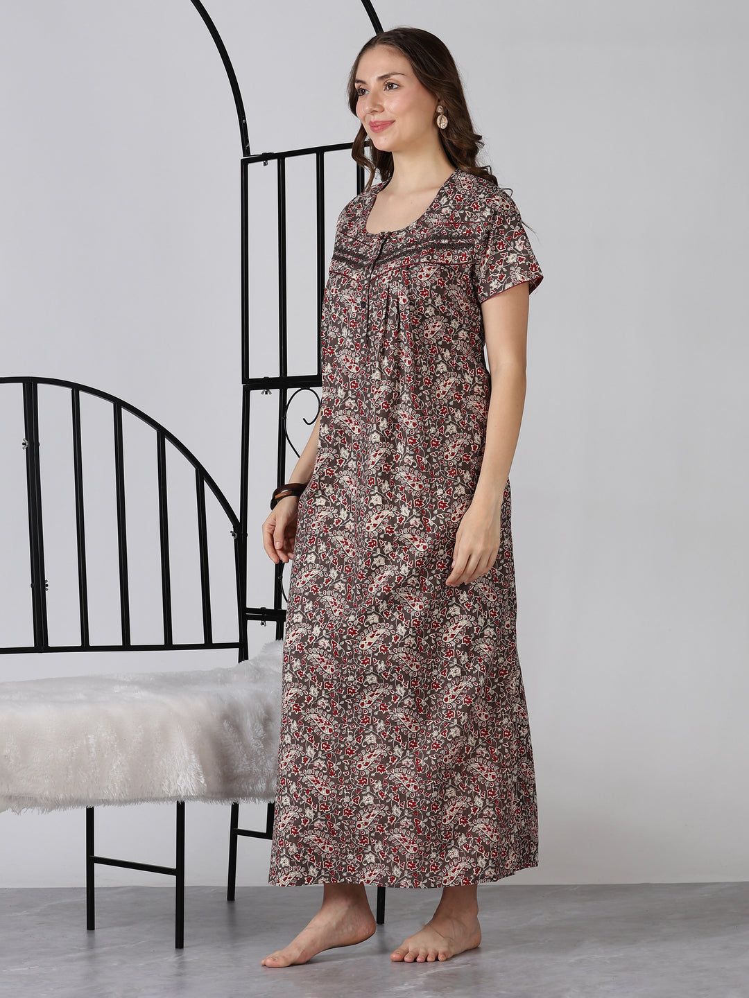 Paisley mink printed soft cotton nightwear for women