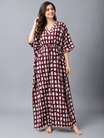 Breezy Wine Pure Cotton Kaftan with Relaxed Comfort Fit