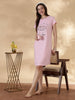 Baby Pink Knee Length Plus Size Cotton Short Nighty for Women