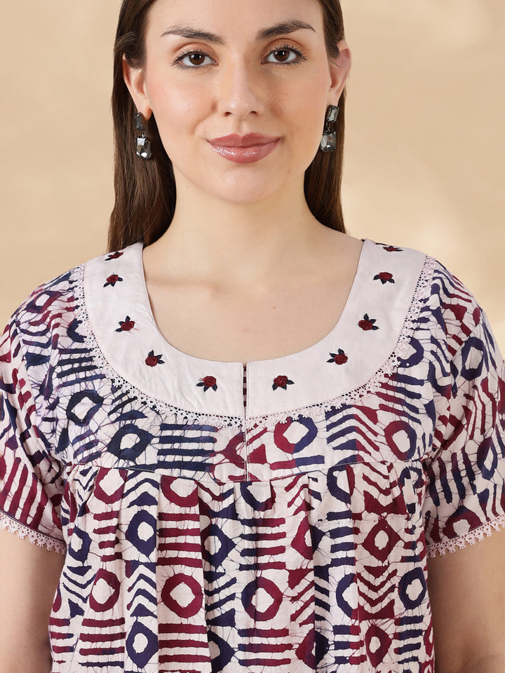 Original pure cotton batik print nighty for women