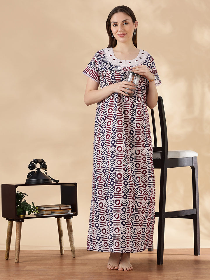 Original pure cotton batik print nighty for women