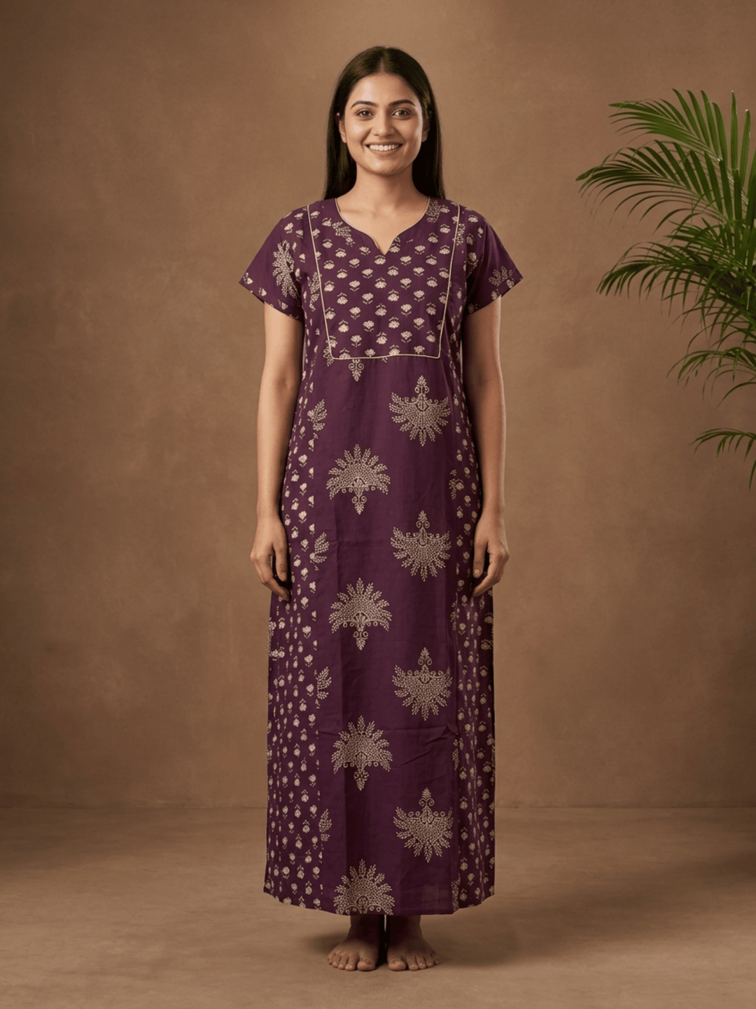 Pure cotton jaipuri block print nighty for women online