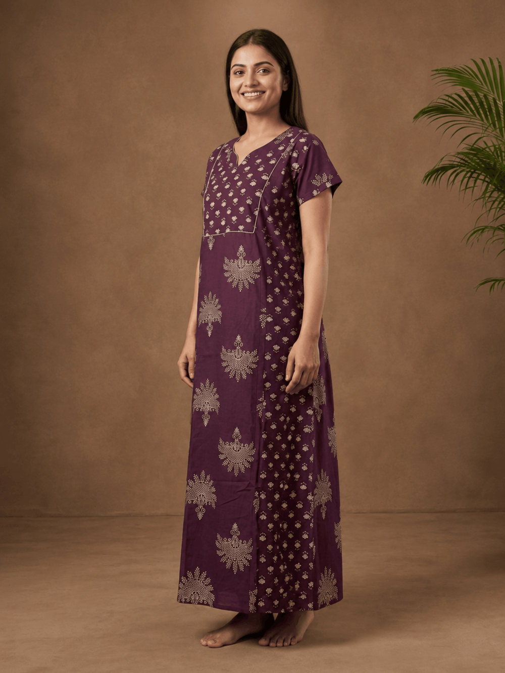Pure cotton jaipuri block print nighty for women online