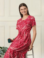 Alpine Designer Nighty with Drawstring Waist in Urbane Strawberry