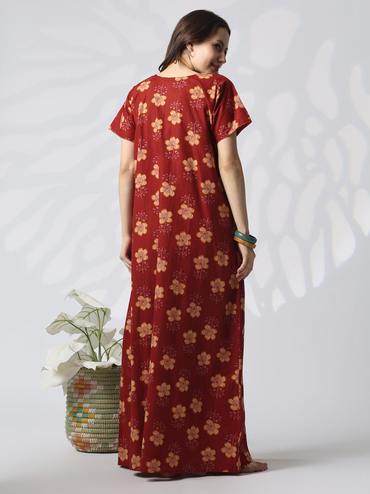Floral pure cotton designer nighty for women online