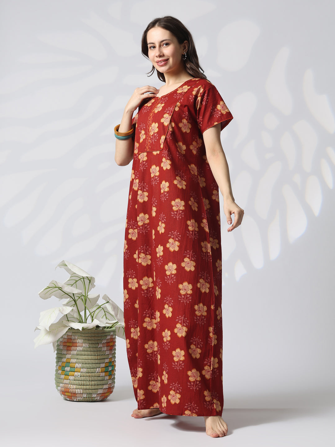 Floral pure cotton designer nighty for women online