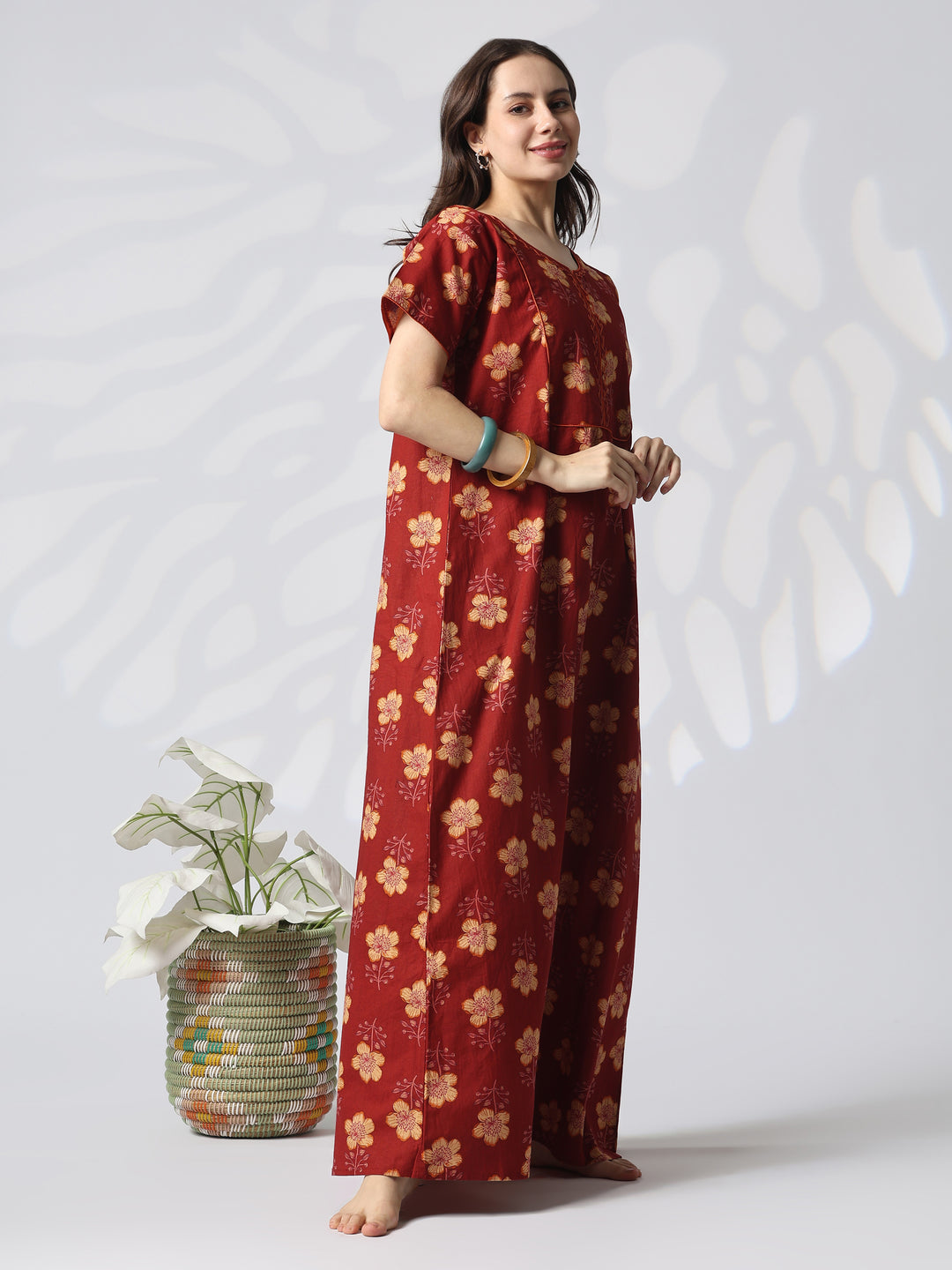Floral pure cotton designer nighty for women online