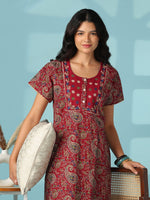 Red Paisley Print Pure Cotton Designer Nighty