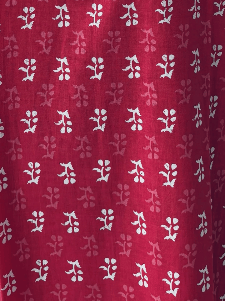 Red pure cotton floral nightydress for women online