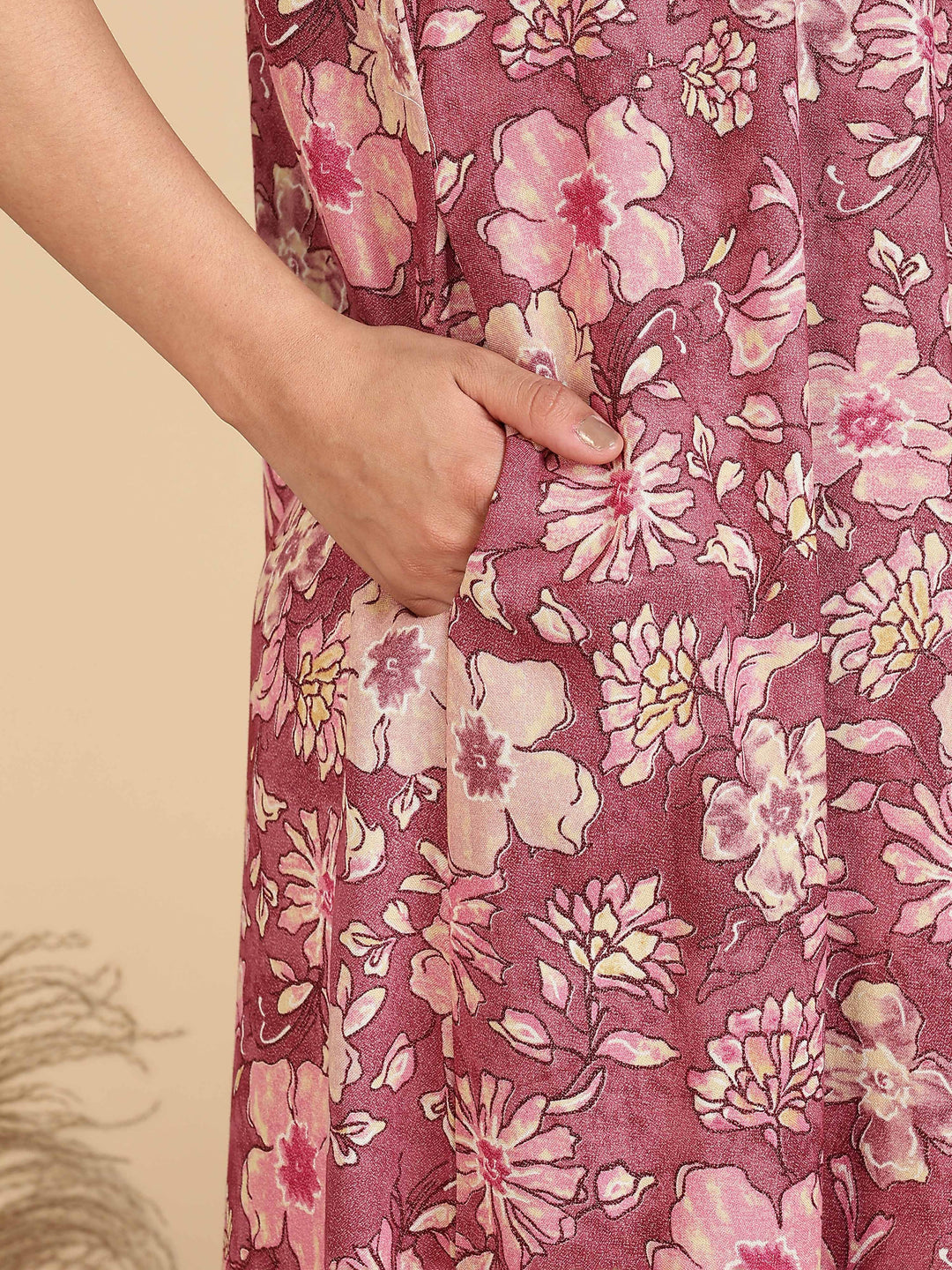 Elegant Rose Pink Designer Alpine Nighty For Women