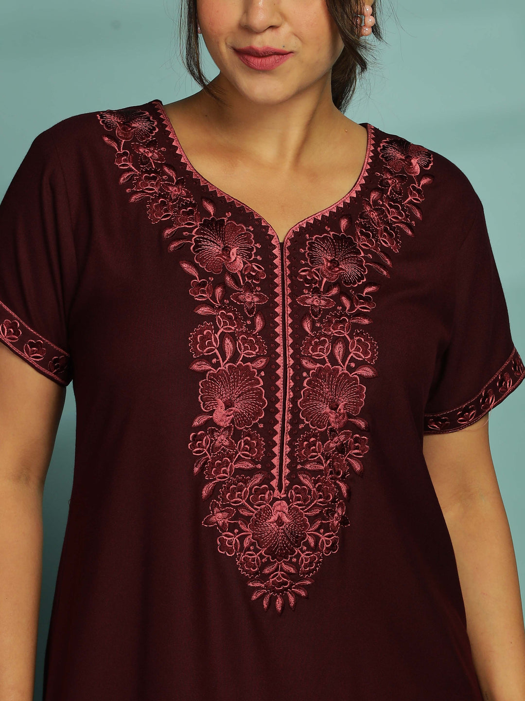 Rose wood floral nighty for women with soft fabric