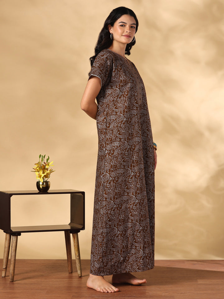 Comfy pure cotton paisley a line nighty for women online