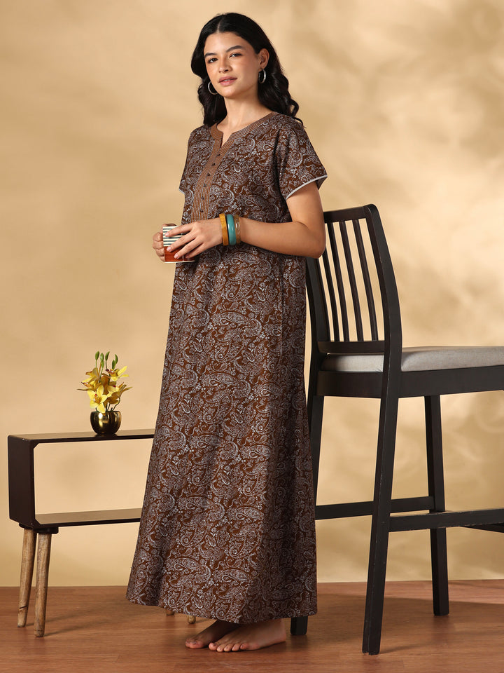 Comfy pure cotton paisley a line nighty for women online